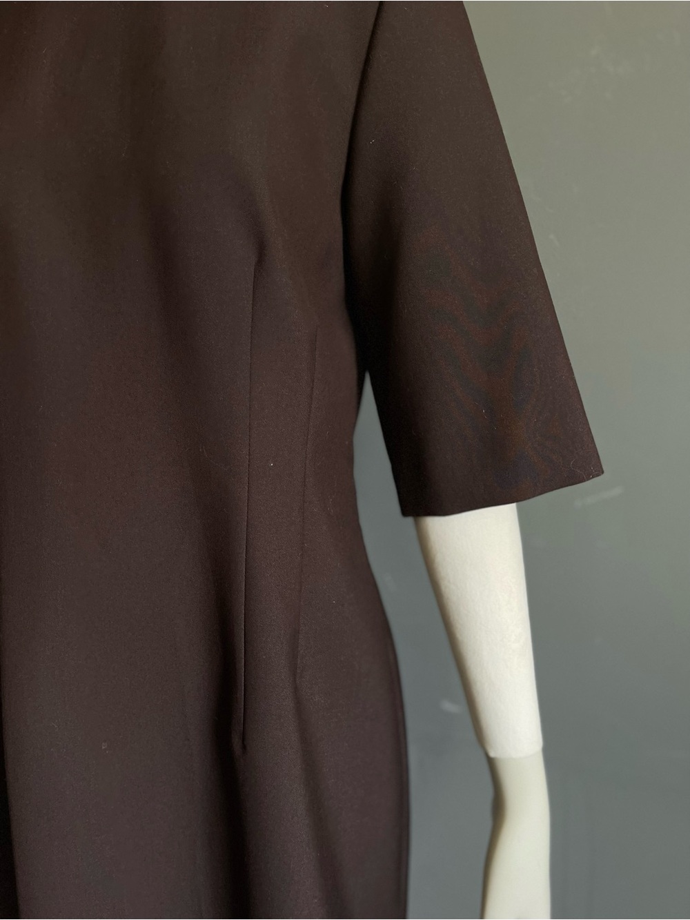 Zara Chocolate Brown Architectural A-Line Mini Shift Dress Pockets Women’s Large - Picture 3 of 9